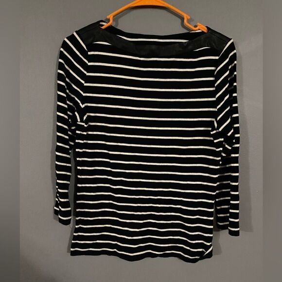Chaps Striped Scoop Neck Long Sleeve Shirt Size Small - Picture 1 of 3